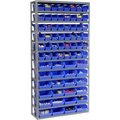 Global Equipment Steel Shelving - Total 72 4"H Plastic Shelf Bins Blue, 36x12x72-13 Shelves 603441BL